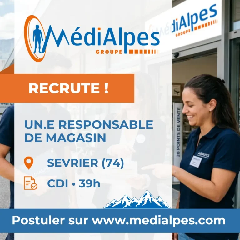 Offre d’emploi : Responsable d’Agence – Développement Commercial & Matériel Médical (H/F) – Sevrier (74)