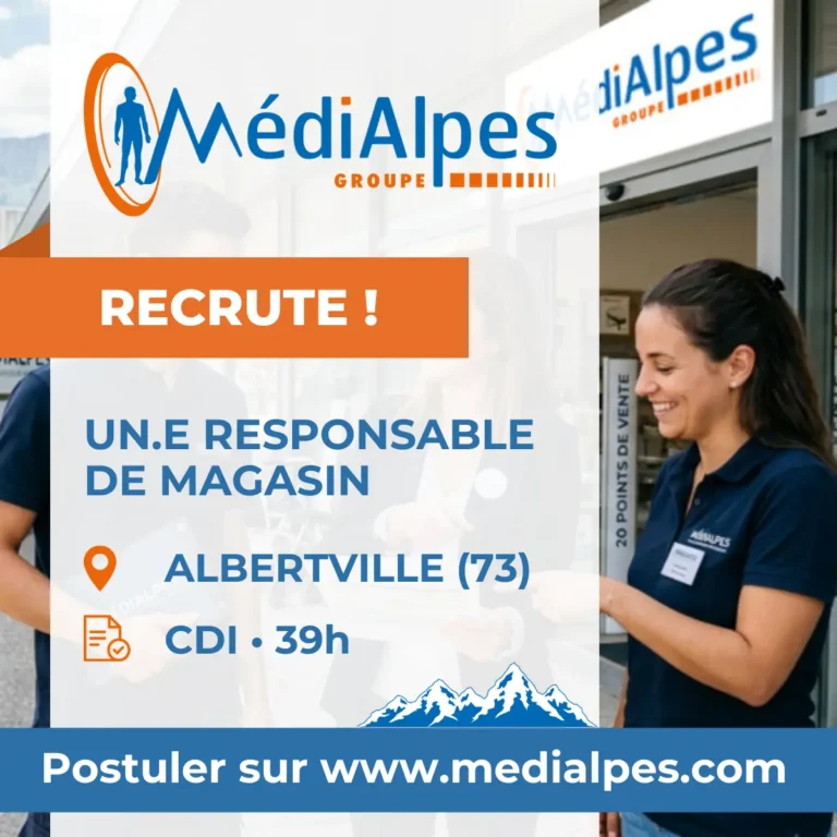 Offre d’emploi : Responsable d’Agence – Développement Commercial & Matériel Médical (H/F) – Albertville (73)